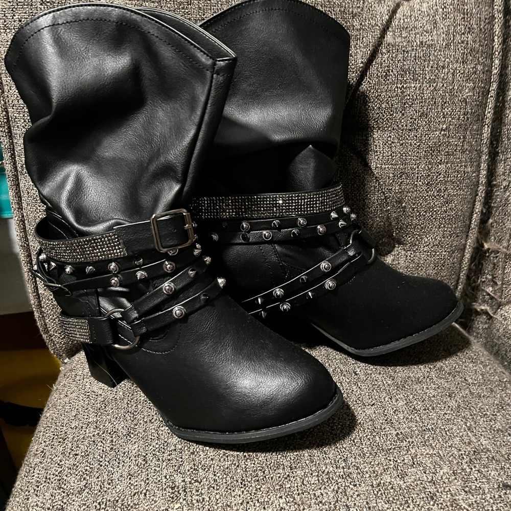 Black stud boots